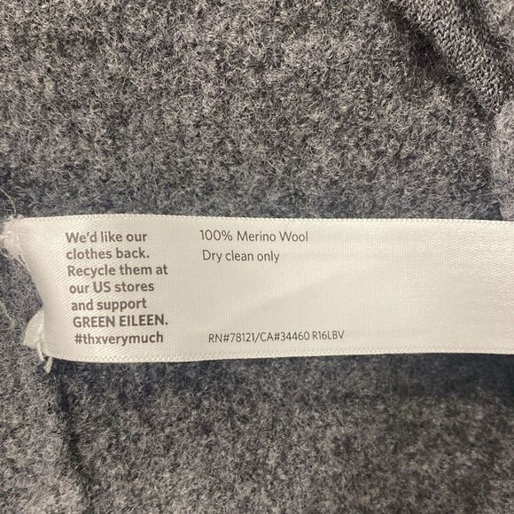 EILEEN FISHER XL Gray Merino Wool One-Button Slouchy Sweater Blazer Notch Collar - Picture 14 of 16